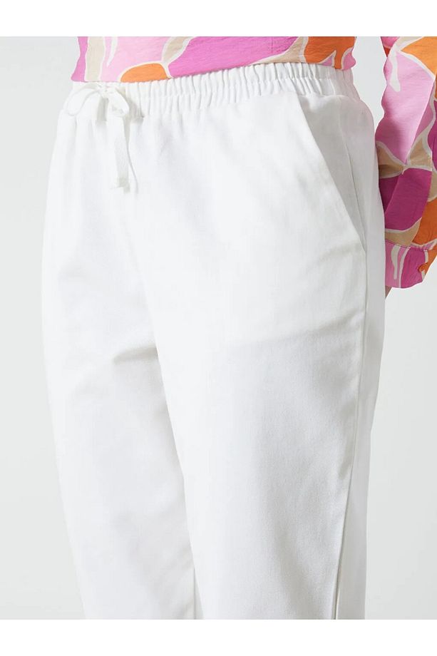 LCW Modest Ekru Beli Lastikli Kadın Pantolon - 3