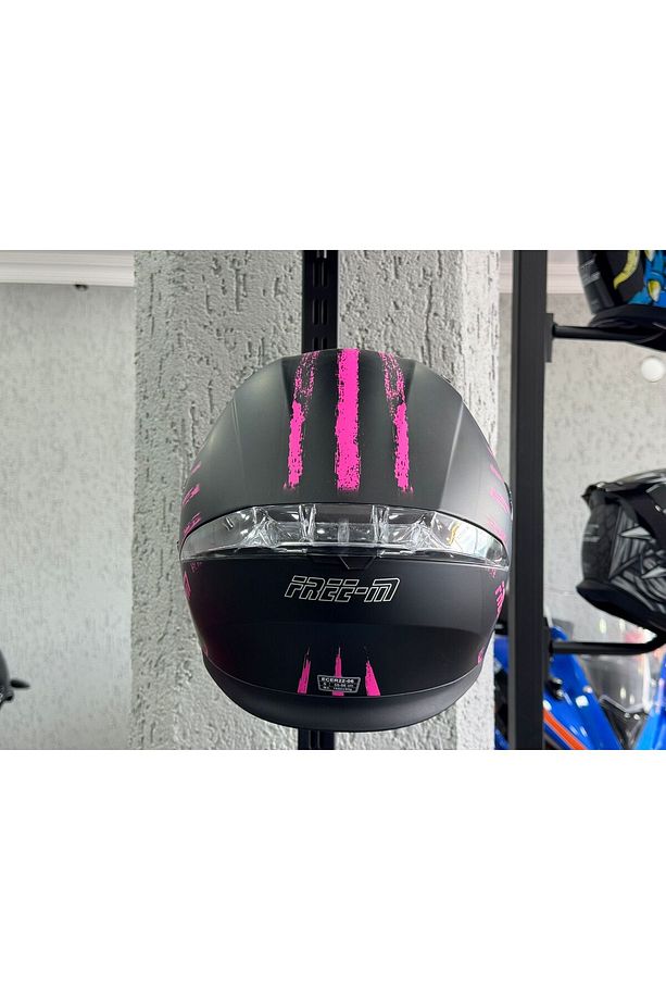 965 Pınk Zebra Mat Siyah-pembe Çene Açılır Kask - 5