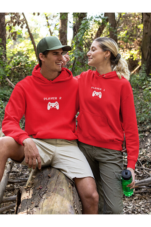 Player Printed Lover Set Cotton Long Sleeve Shardonlu 3 Thread Hooded Sweatshirt (1 Woman + 1 Man)