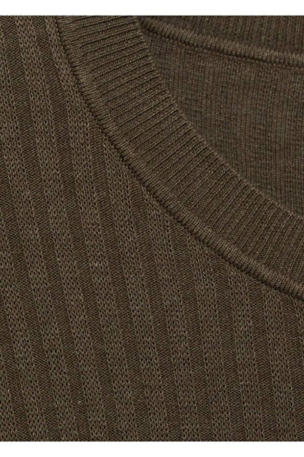 Çizgili dokuma tişört - 5