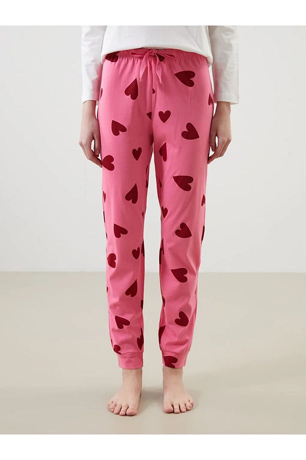 LCW DREAM Pembe Beli Lastikli Desenli Kadın Jogger Pijama Alt T T - 2