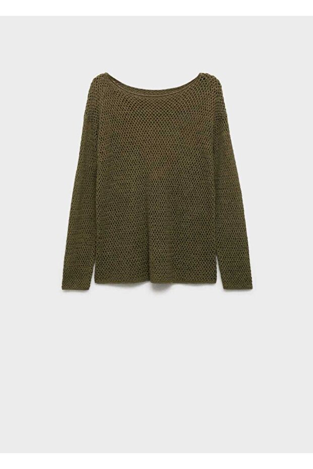 Durchbrochener Strickpullover mit U-Boot-Ausschnitt - 3