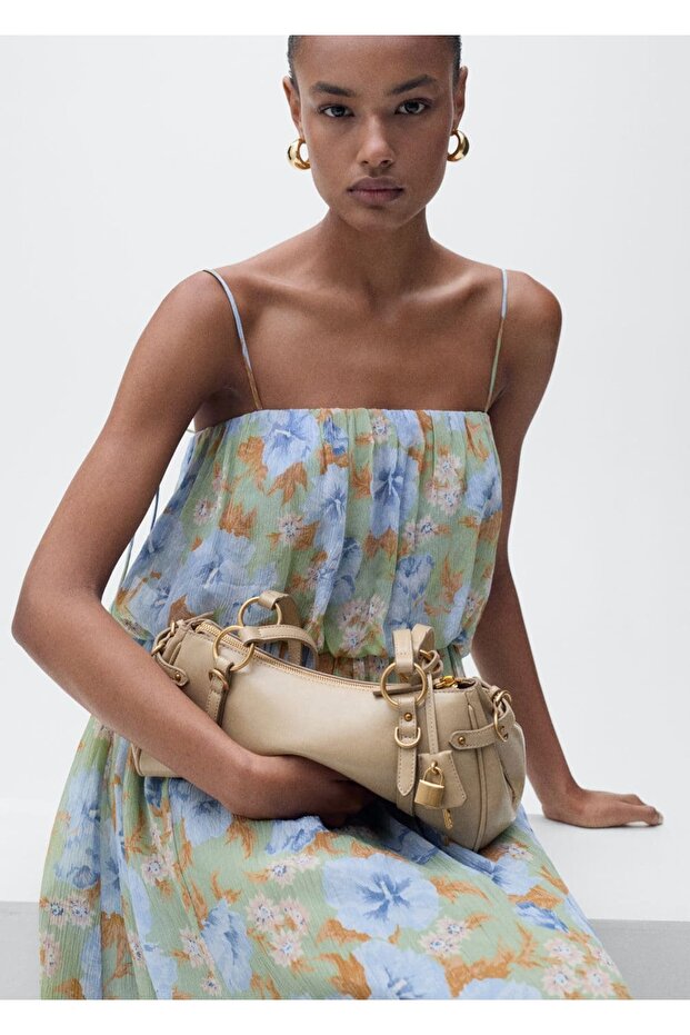 Blumenkleid mit gerafftem Bund - 5