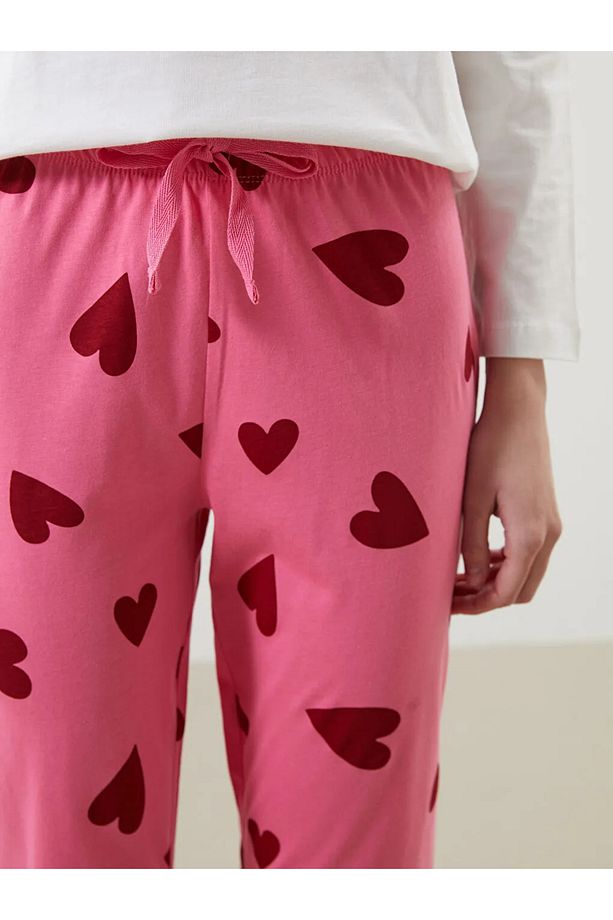 LCW DREAM Pembe Beli Lastikli Desenli Kadın Jogger Pijama Alt T T - 4