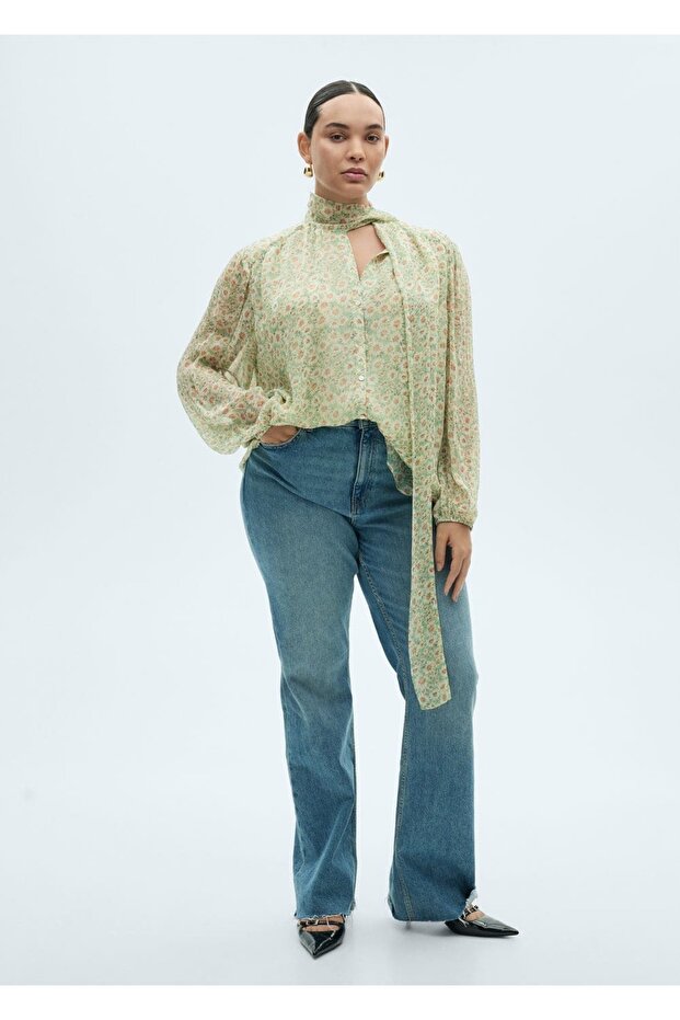 Bluse mit Blumenbündel-Detail - 6