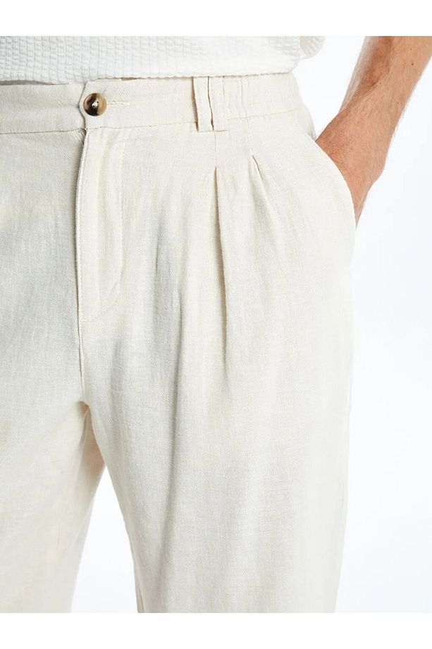 LCW Vision Bej Standart Kalıp Keten Karışımlı Erkek Pantolon - 3