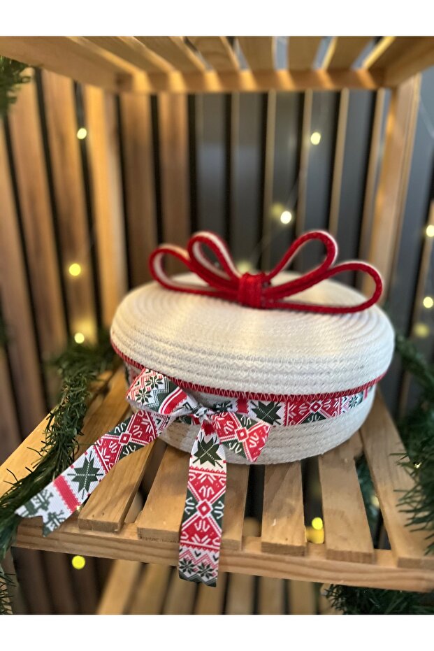 Natural Cotton Rope Bow Functional Covered Basket