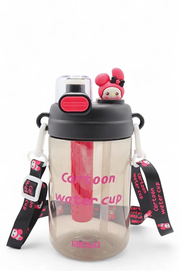 Kuromi Melody Children's Water Bottle with Cartoon Characters - Hanging Double Lid Melody Figured Straw Bottle