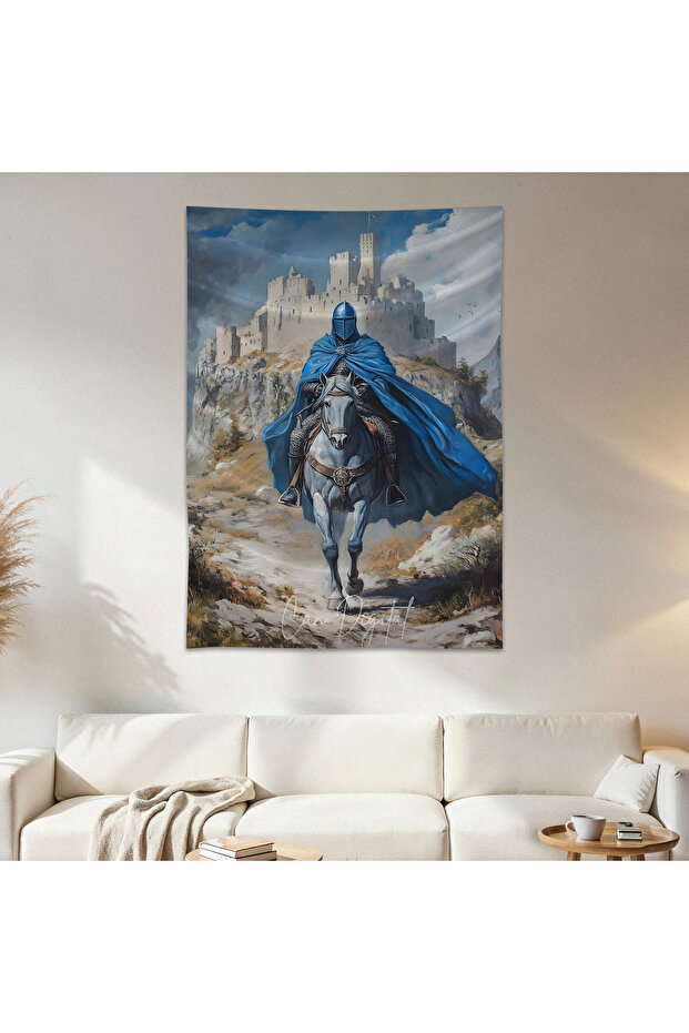 Knight on Horseback Wall Cloth Wall Tapestry First Quality Satin Fabric Poster