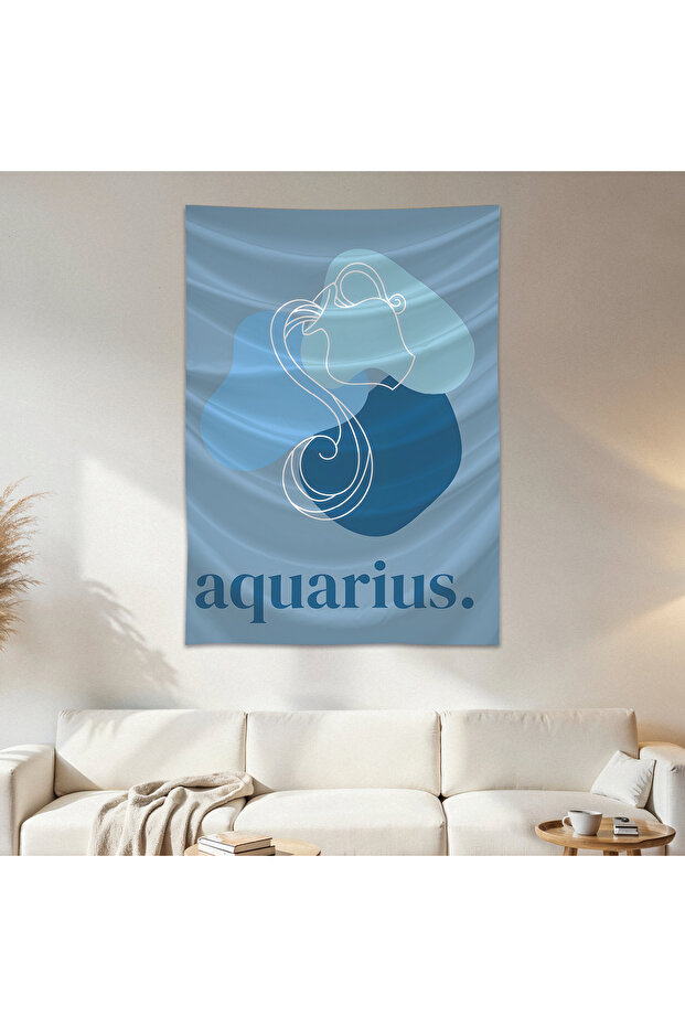 Aquarius Zodiac Wall Cloth Wall Tapestry First Quality Satin Fabric Poster