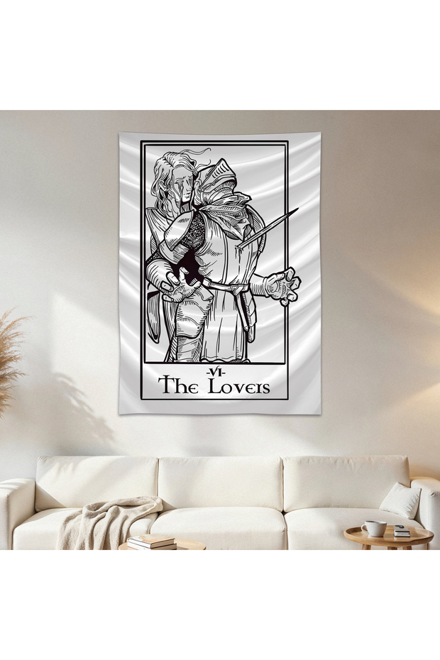 The Lovers Tarot Wall Cloth Wall Tapestry First Quality Satin Fabric Poster