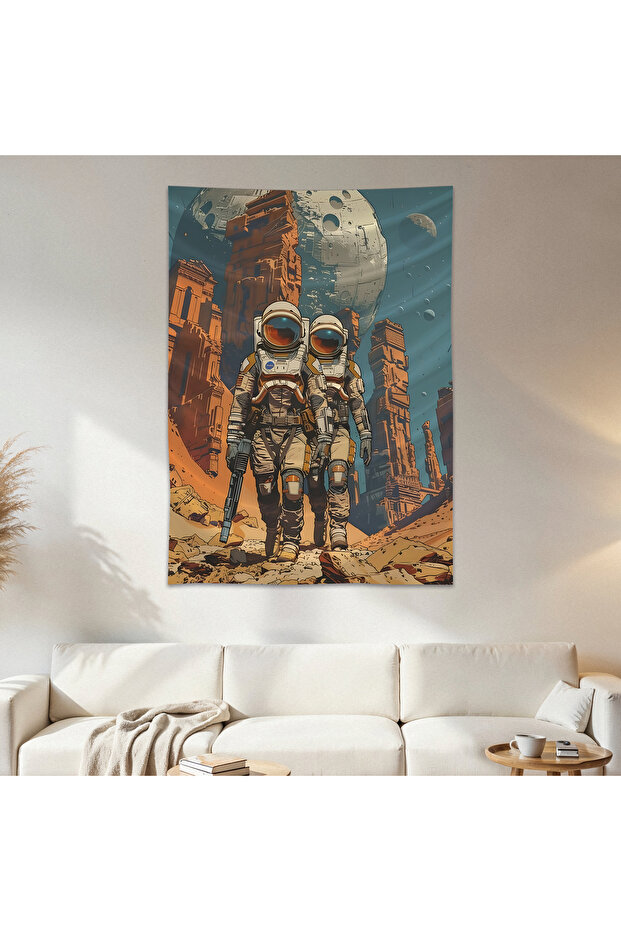Astronaut Wall Cloth Wall Tapestry First Quality Satin Fabric Poster