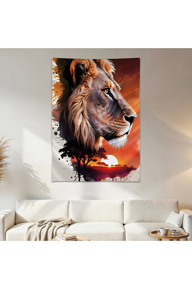 Lion Wall Cloth Wall Tapestry First Quality Satin Fabric Poster