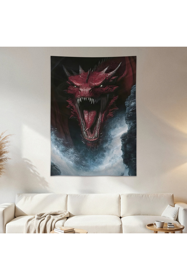 Red Dragon Wall Cloth Wall Tapestry First Quality Satin Fabric Poster