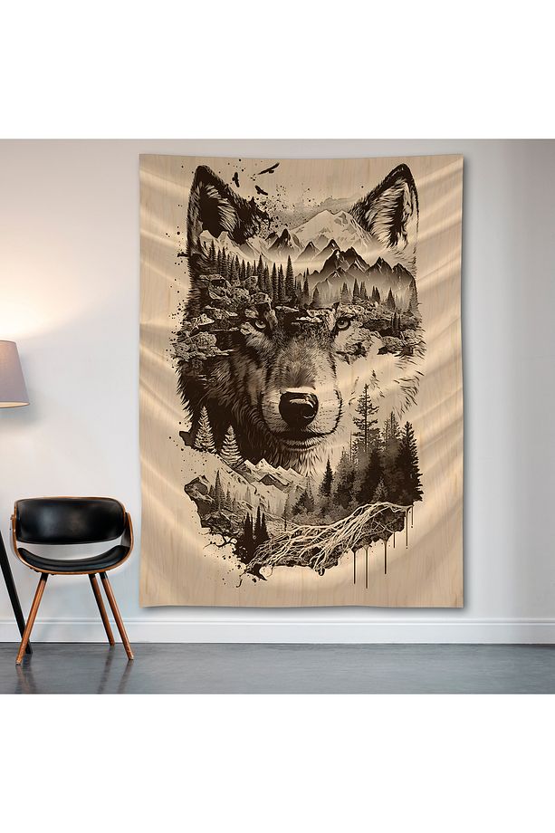 Kurt Duvar Örtüsü Duvar Halısı Birinci Kalite Saten Kumaş Poster - 2