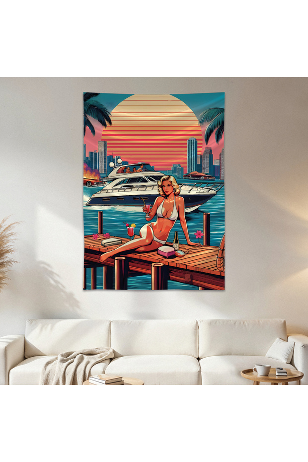 Retro Woman Wall Cloth Wall Tapestry First Quality Satin Fabric Poster