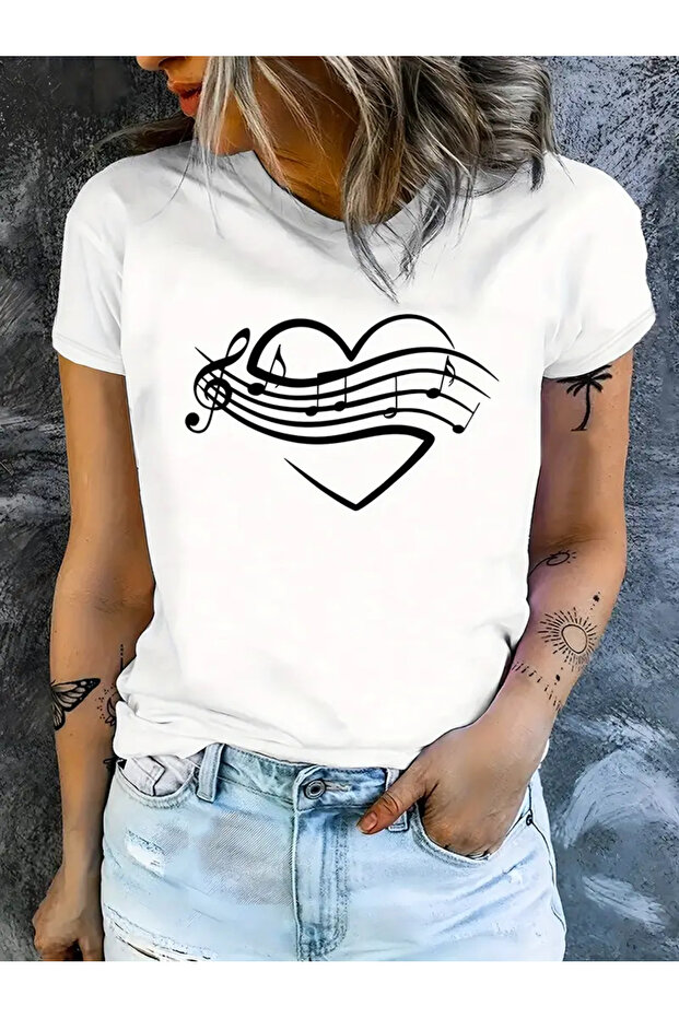 Unisex Music Printed Crew Neck Oversize T-Shirt