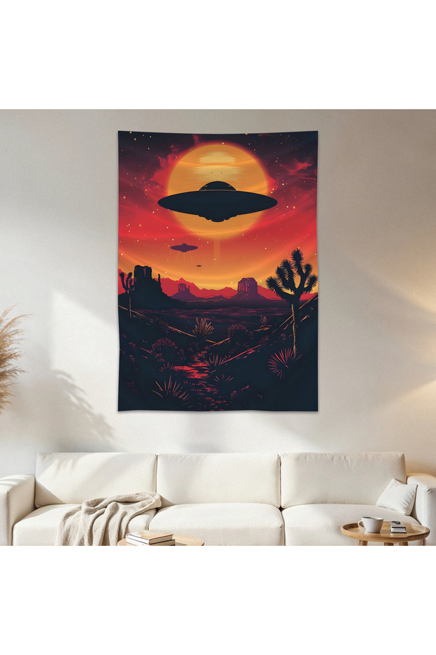 UFO Wall Drape Wall Tapestry ملصق من قماش الساتان عالي الجودة