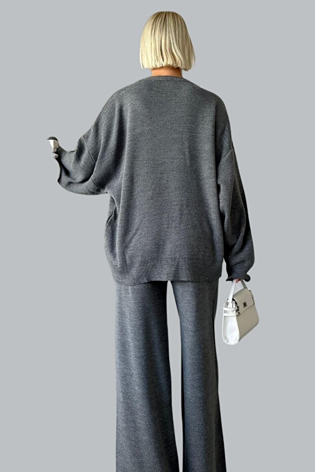 المرأة الصلبة أسفل أعلى البلوز السراويل الأساسية مجموعة التريكو المزدوج - 2