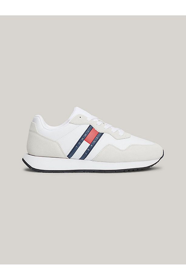 Erkek Marka Logolu Süet Üst Kısımlı Geri Dönüştürülmüş Polyster Astarlı Kauçuk Tabanlı Beyaz Sneaker - 1