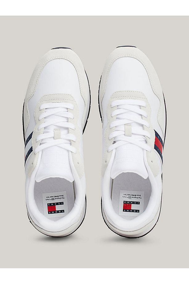 Erkek Marka Logolu Süet Üst Kısımlı Geri Dönüştürülmüş Polyster Astarlı Kauçuk Tabanlı Beyaz Sneaker - 3