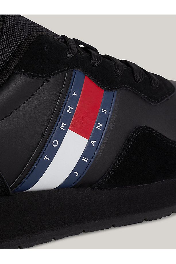 Erkek Marka Logolu Süet Üst Kısımlı Geri Dönüştürülmüş Polyster Astarlı Kauçuk Tabanlı Siyah Sneaker - 6