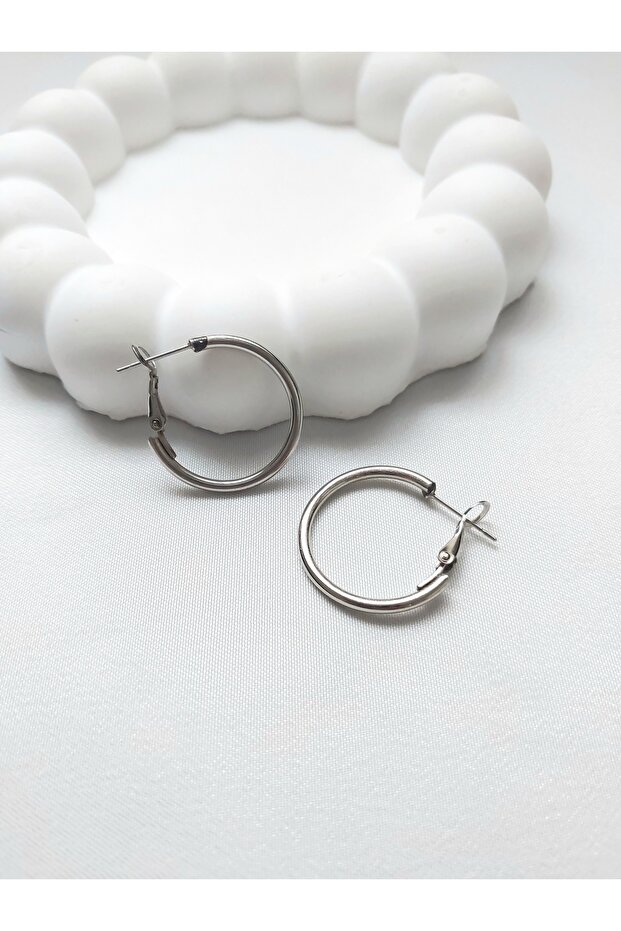 Women's Silver Color Clip-On Hoop Earrings - 2cm