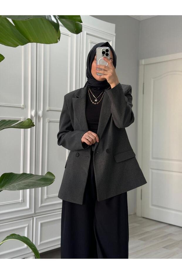 Gri Blazer Ceket - 1