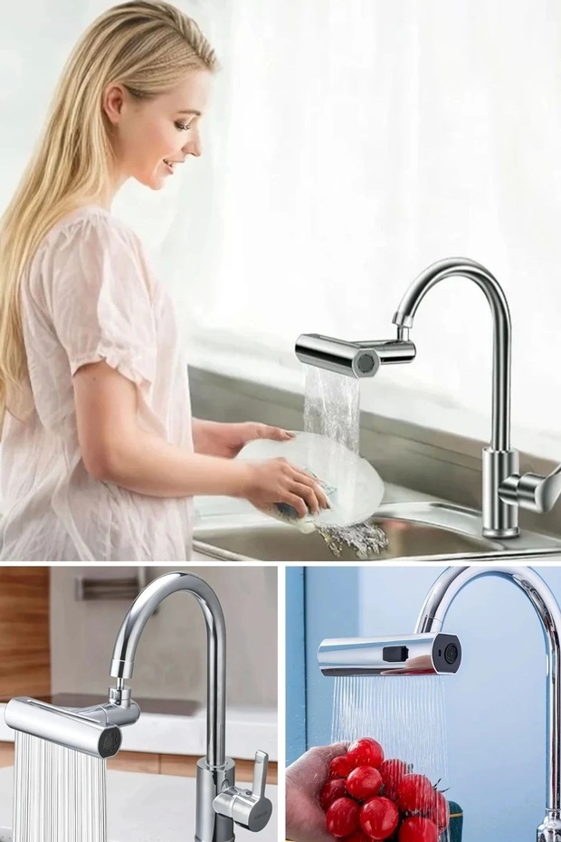 Multi-Purpose Universal Faucet Adapter with 3 Different Modes and Waterfall Head - 7