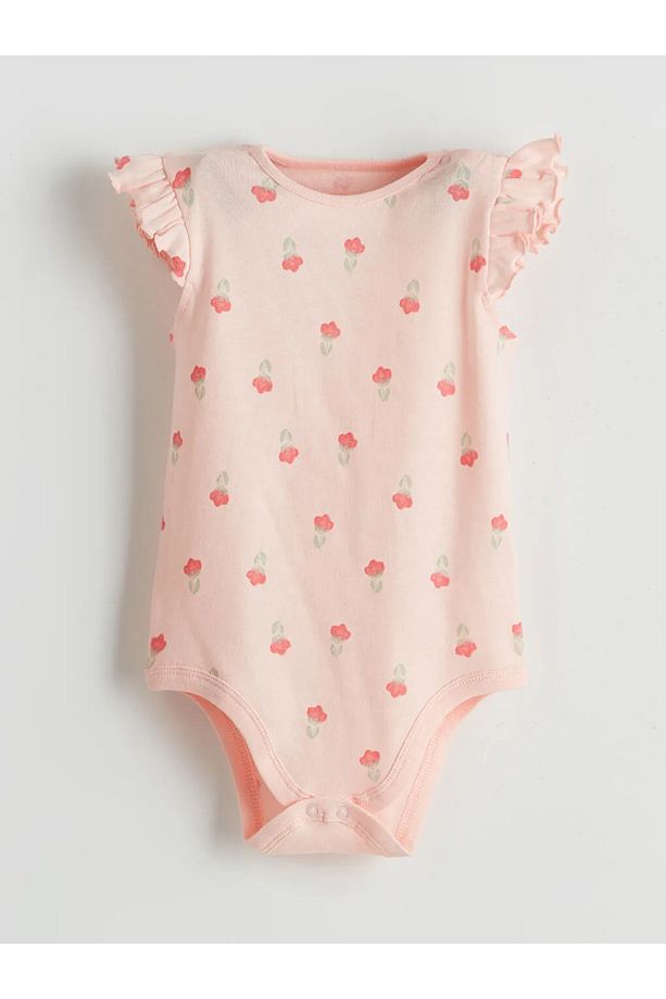 LCW baby Pembe Bisiklet Yaka Kız Bebek Çıtçıtlı Body 3'lü - 4