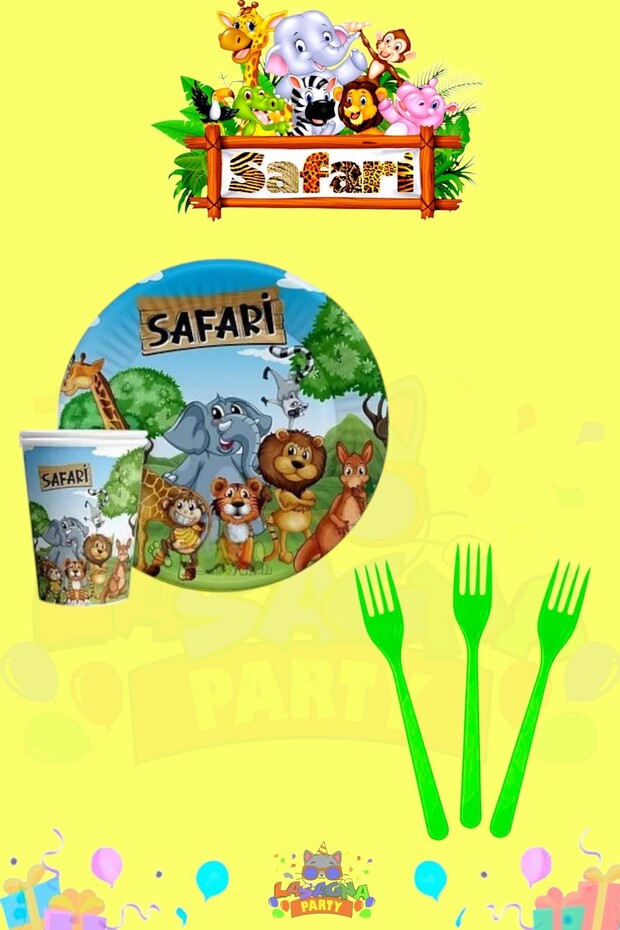 Safari Extra Mini Birthday Party Set for 16 People