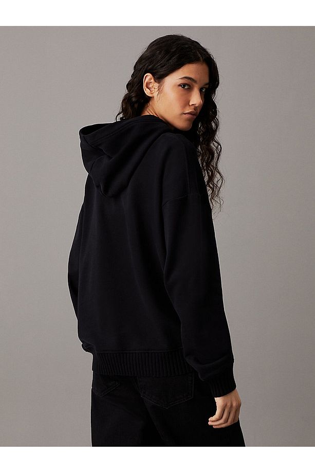 WOVEN LABEL PEACHED HOODIE - 2