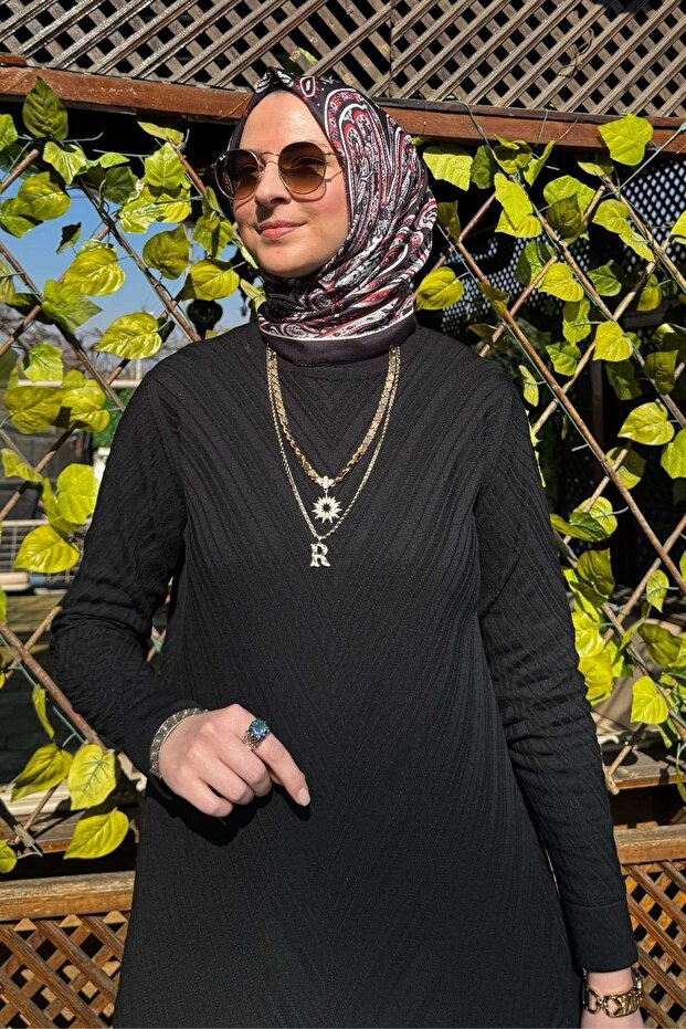 Damla Triko Tunik Siyah - 2