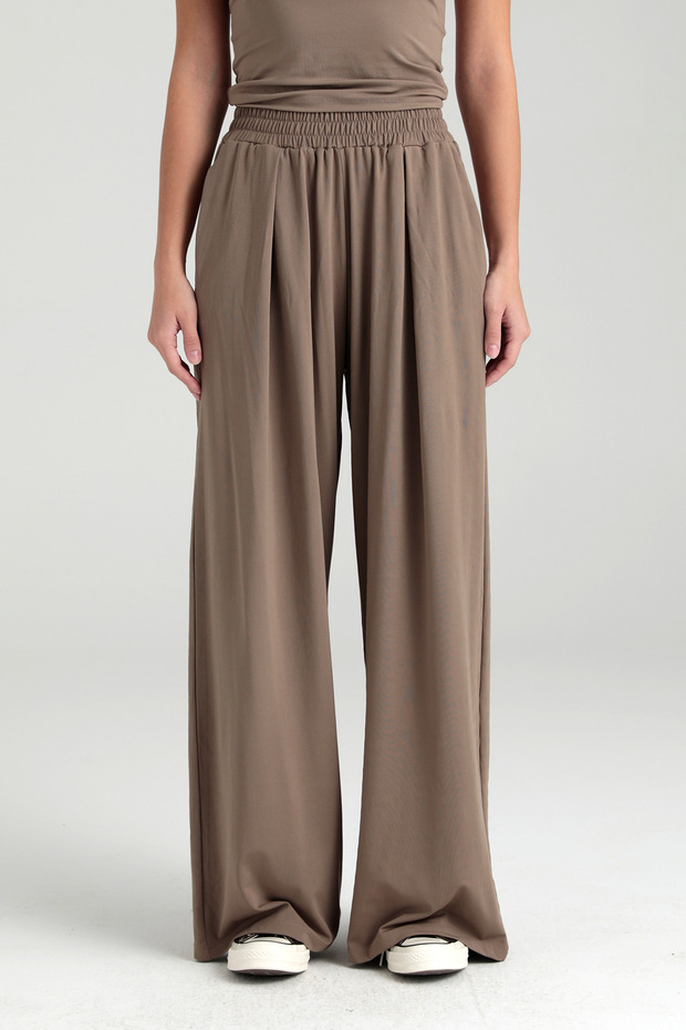 Soft Touch Piliseli Pantolon Vizon - 5