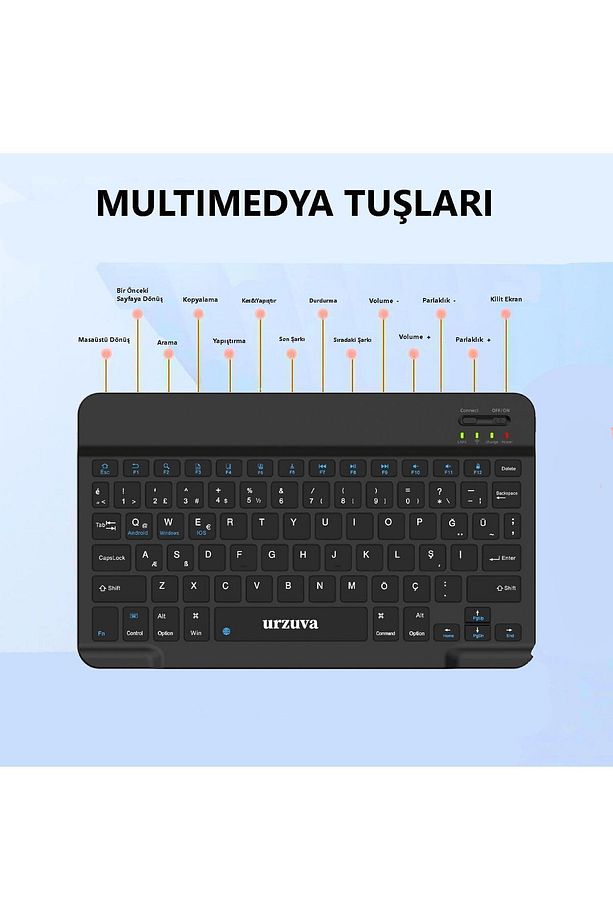 Tüm Cihazlara Uyumlu Şarj Edilebilir Bluetoothlu Kablosuz Klavye Mouse Set Mousepadli - 8