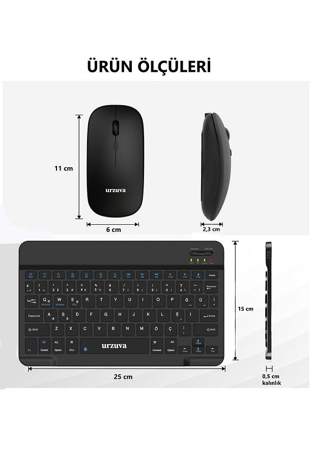 Tüm Cihazlara Uyumlu Şarj Edilebilir Bluetoothlu Kablosuz Klavye Mouse Set Mousepadli - 5