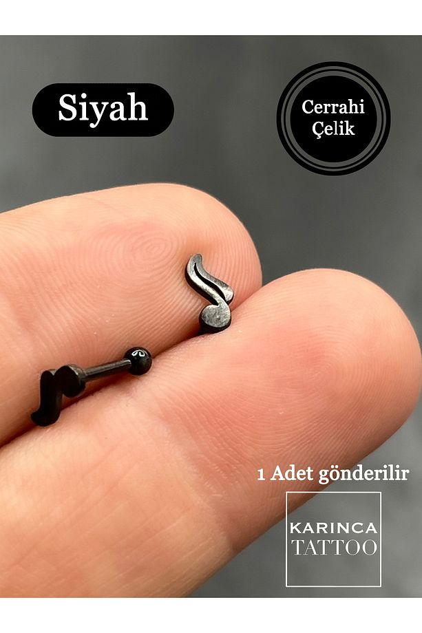Nota Müzik Design Moda Düz Çubuk Kulak Forward Helix Flat Conch Dudak Burun Daith Tragus Piercing - 1