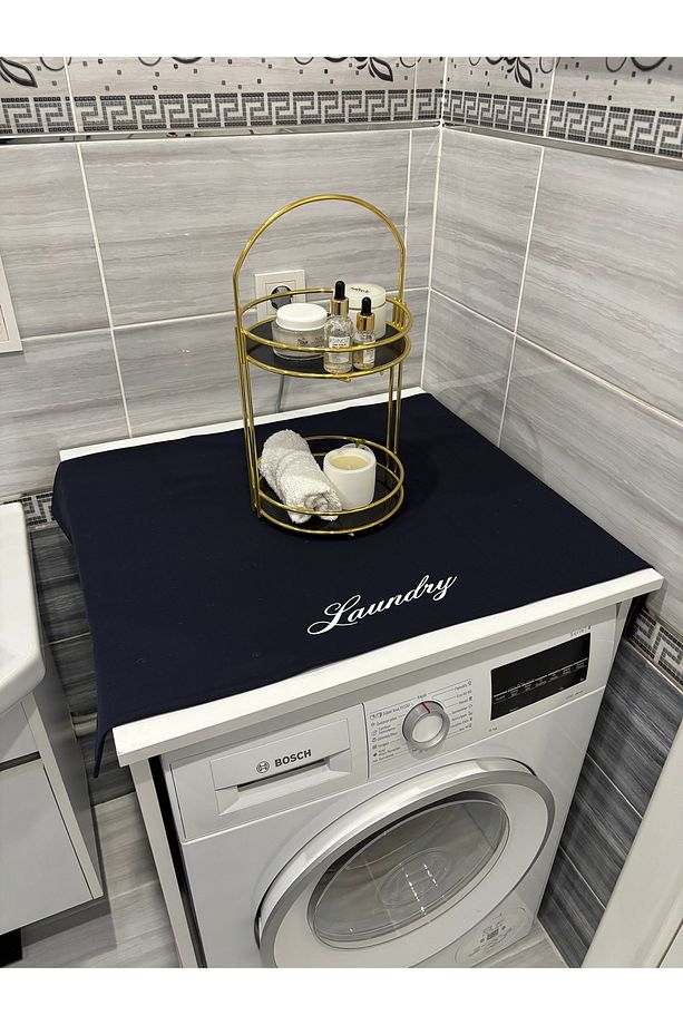 Siyah Laundry Duck Keten Su Geçirmez ve Kirlenmez Çamaşır Makinesi Örtüsü - 7