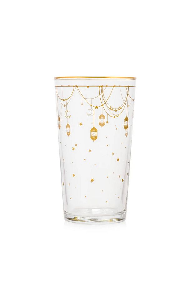 LCW HOME Sarı Baskılı Cam Su Bardağı Seti 2'li 570 Ml - 5