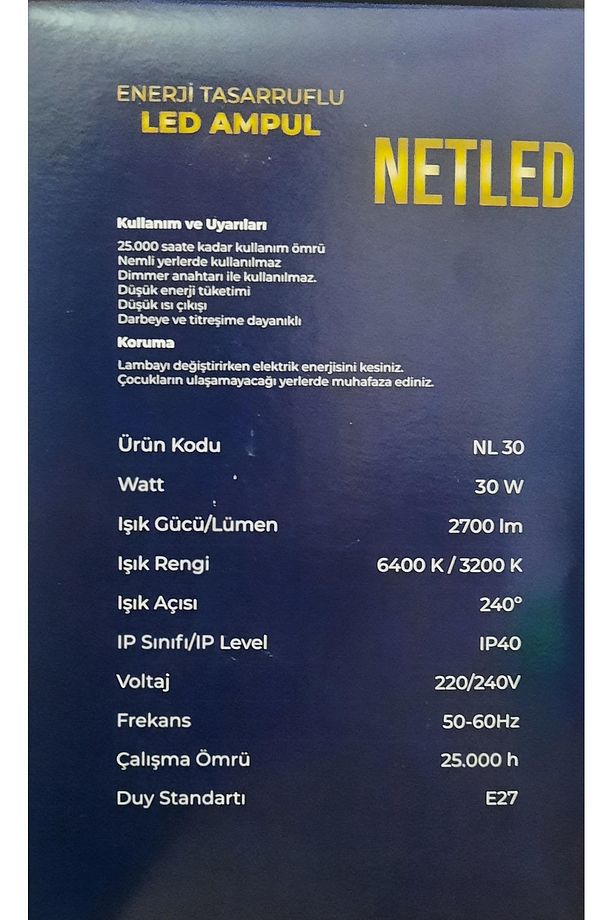 2adet! 2700 Lümen(YÜKSEK IŞIK GÜCÜ) 30 W Enerji Tasarruflu Torch Led Ampul - 7