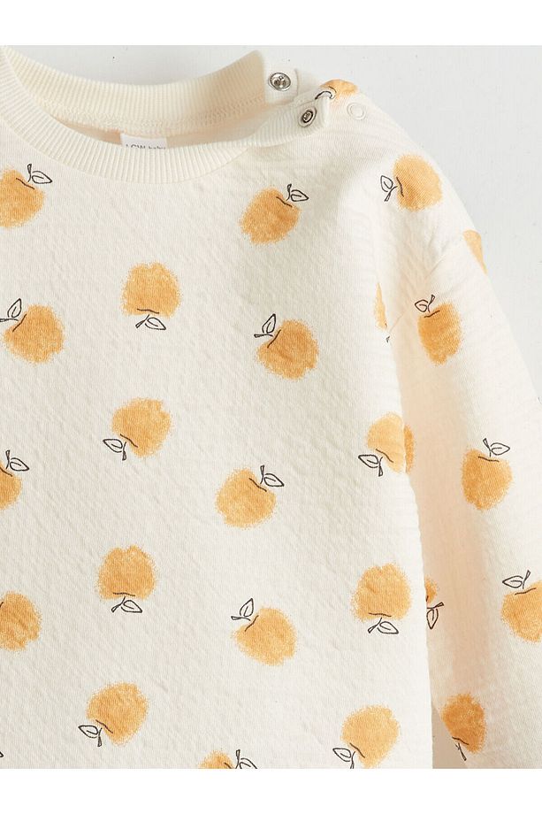 Bisiklet Yaka Baskılı Kız Çocuk Sweatshirt ve Eşofman Alt 2'li - 8