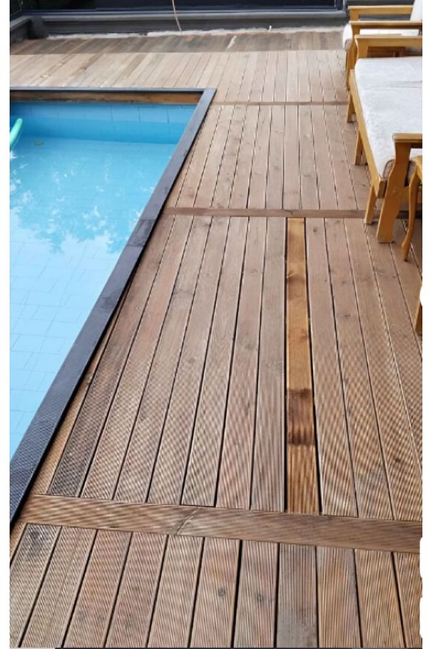 49cm Ahşap Deck Kahverengi Taban Tahtası Lambiri 49 Cm (5 Adet) - 3