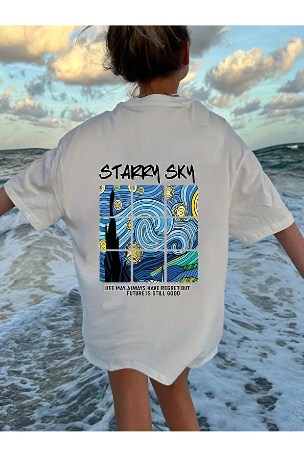 Starry Sky Printed Cotton T-Shirt for Kids