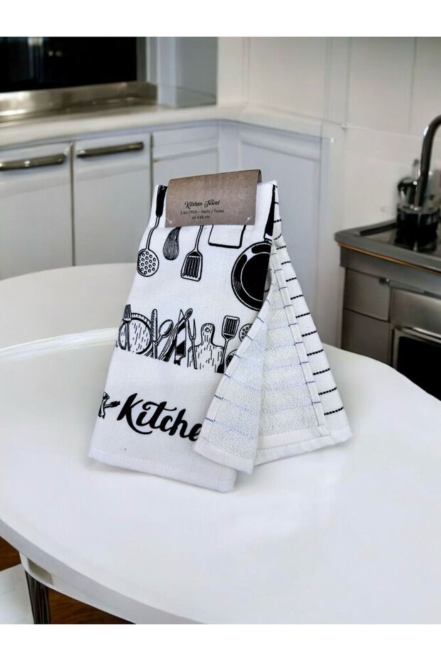 قطعة قماش لتجفيف المناشف المطبخ مكونة من قطعتين من القطن مقاس 40 × 60 سم