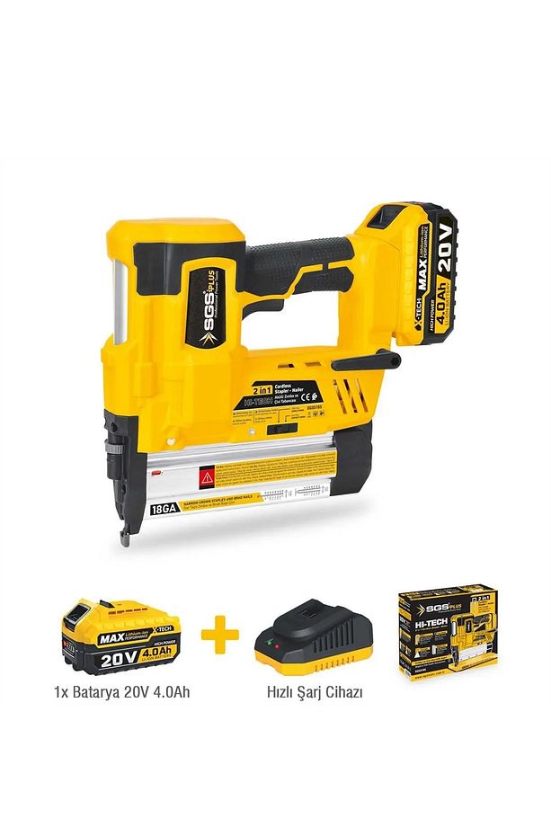 20V Şarjlı Zımba ve Çivi Çakma Tabanca Seti Akülü Çivi Zımba Çakma 1x4.0Ah - 3
