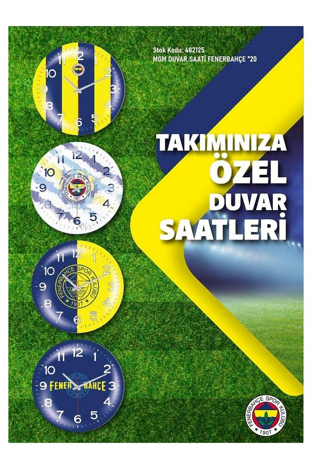 TARAFTAR SARI LACİVERT LİSANSLI DUVAR SAATİ - 2