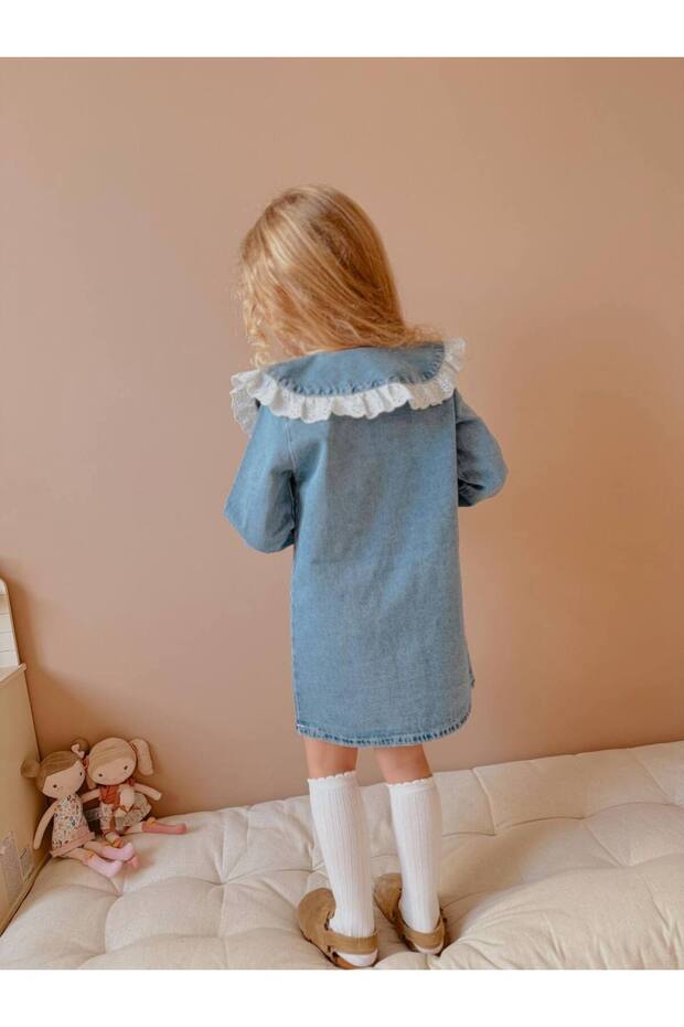 Yigit Butik Denim Kumaş Kız Çocuk Elbise - 2