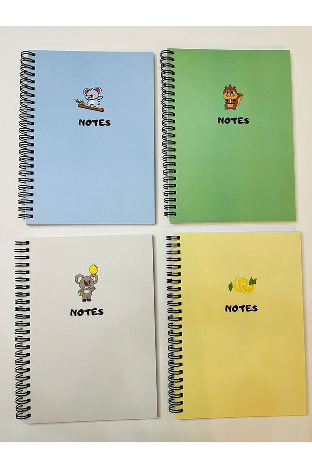 4'lü Çizgisiz Defter Seti 15x21 Cm 120 Sayfa Karton Kapak Spiralli Defter - 1