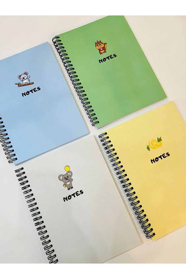 4'lü Çizgisiz Defter Seti 15x21 Cm 120 Sayfa Karton Kapak Spiralli Defter - 5