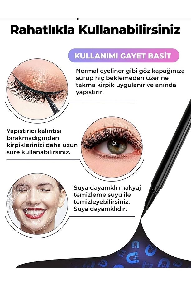 2025 Yeni Teknoloji Gerçek Görünümlü 6 Farklı Çift Model 2 Adet Eyeliner Yapıştırıcılı - 6